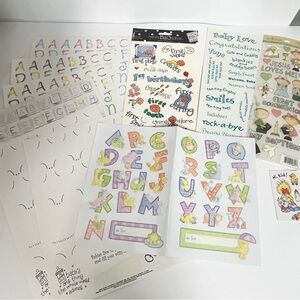 Vintage Baby Scrapbook Sticker Lot Me & My Big Ideas Suzys Zoo Alphabet Baby